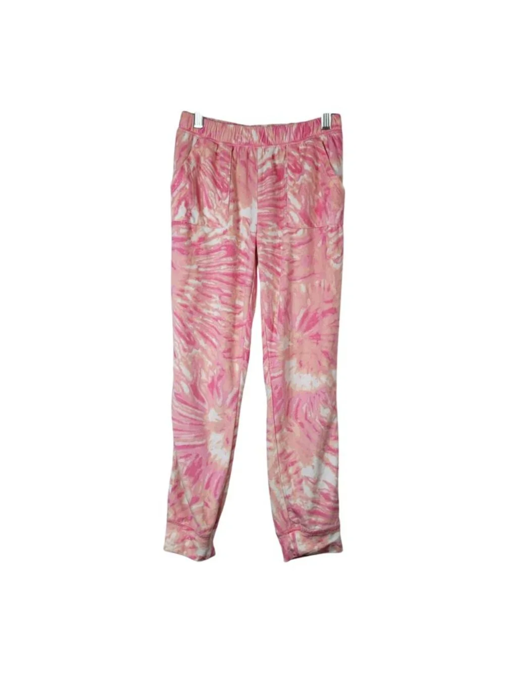 Justice Girls Fleece Pajama Set Pink Medium Tie Dye Hood Joggers Long Sleeves